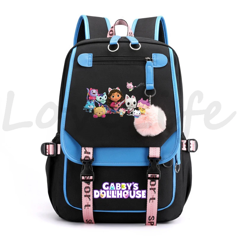 Gabby's Dollhouse Mochilas Adolescentes Meninas Gabby Dollhouse Bookbag Mulheres Moda Mochila de Lona para Estudantes Universitários Bolsa Escola