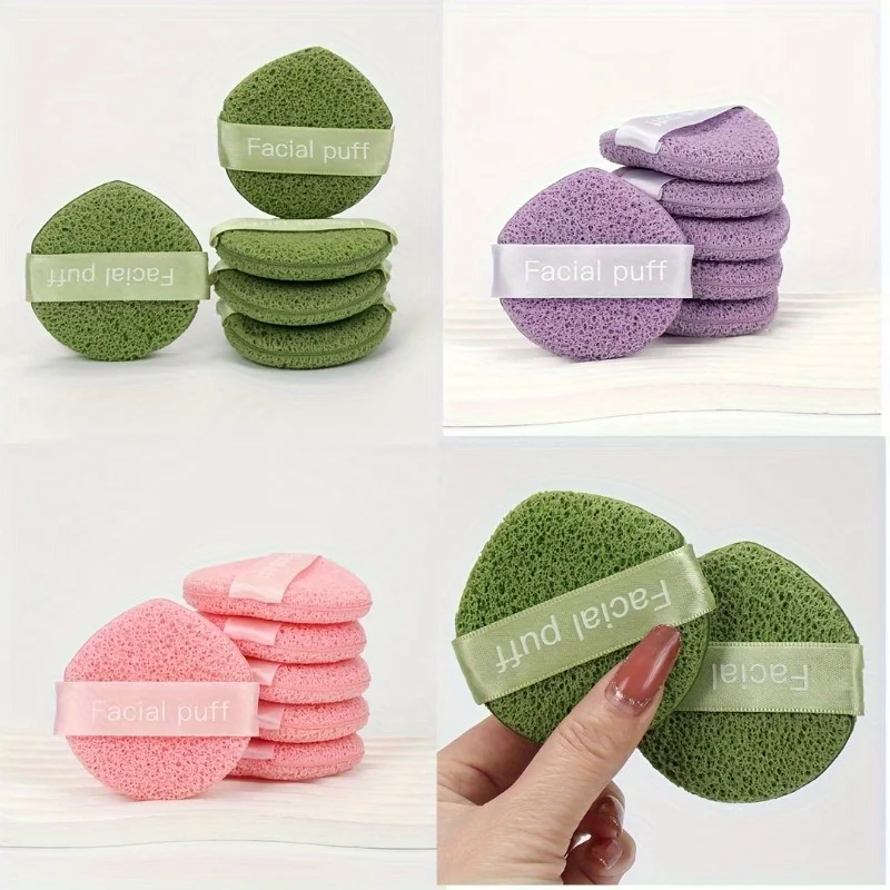 6pcs Facial Sponge for Daily Cleansing, Makeup Removal and Foaming, Face Scrubbing; Suitable for All Light Beige Types