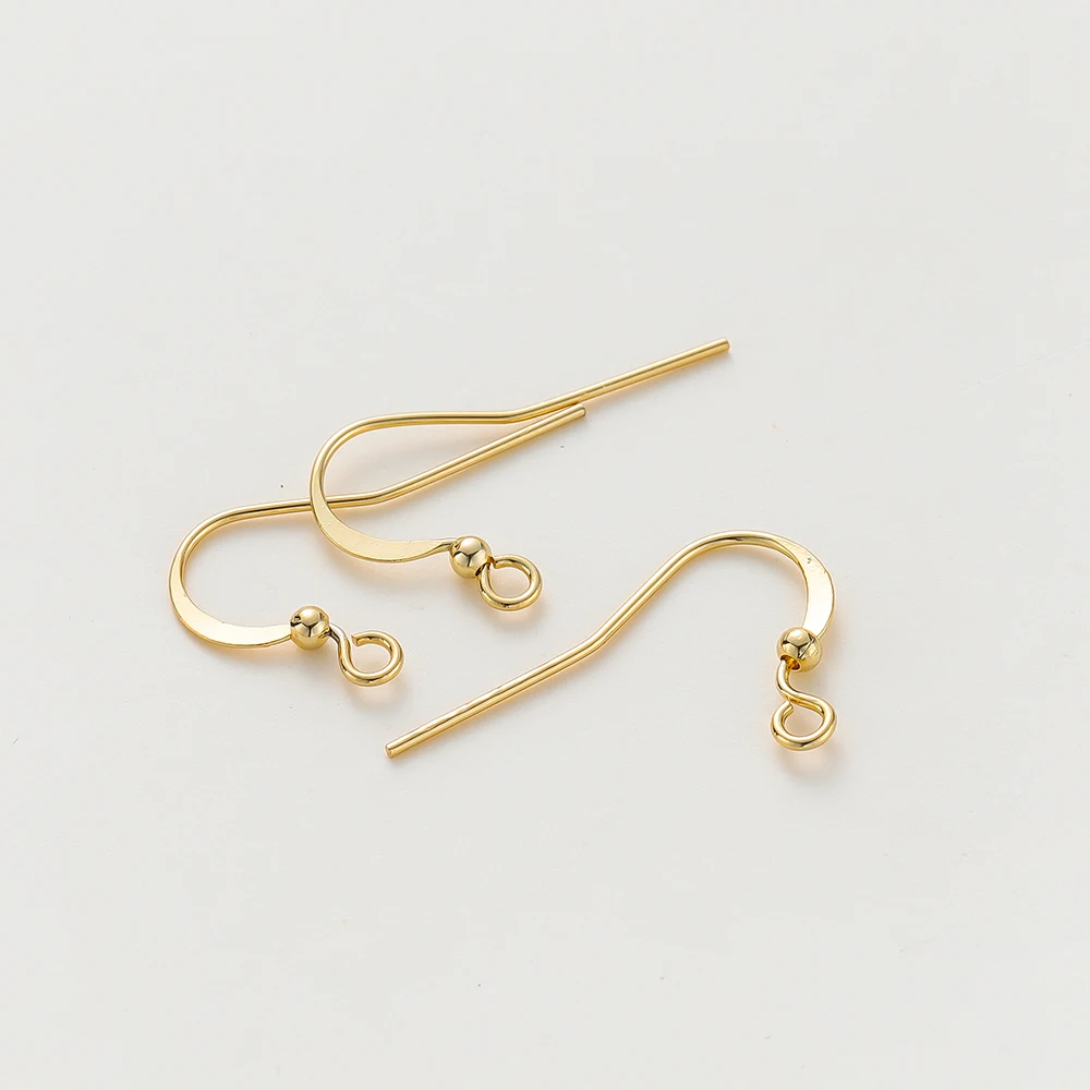 20pcs/lot 14K/18K Gold Plated Brass Earring Hook Clasps Pendant Charms Ear Wire Fitting DIY Jewellery Making Accessories