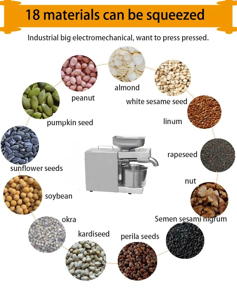 Prensa de óleo, prensa de óleo totalmente automática, máquina industrial de prensagem de nozes e sementes, uso doméstico em pequena escala, prensagem sob demanda.