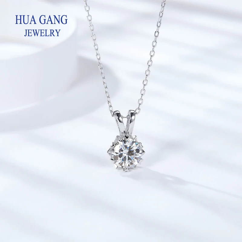 Moissanite 1CT Wedding Pendant Necklace 925 Silver Pass Diamond Test Past Excellent Cut D Color VVS1 for Teen Girls Jewelry