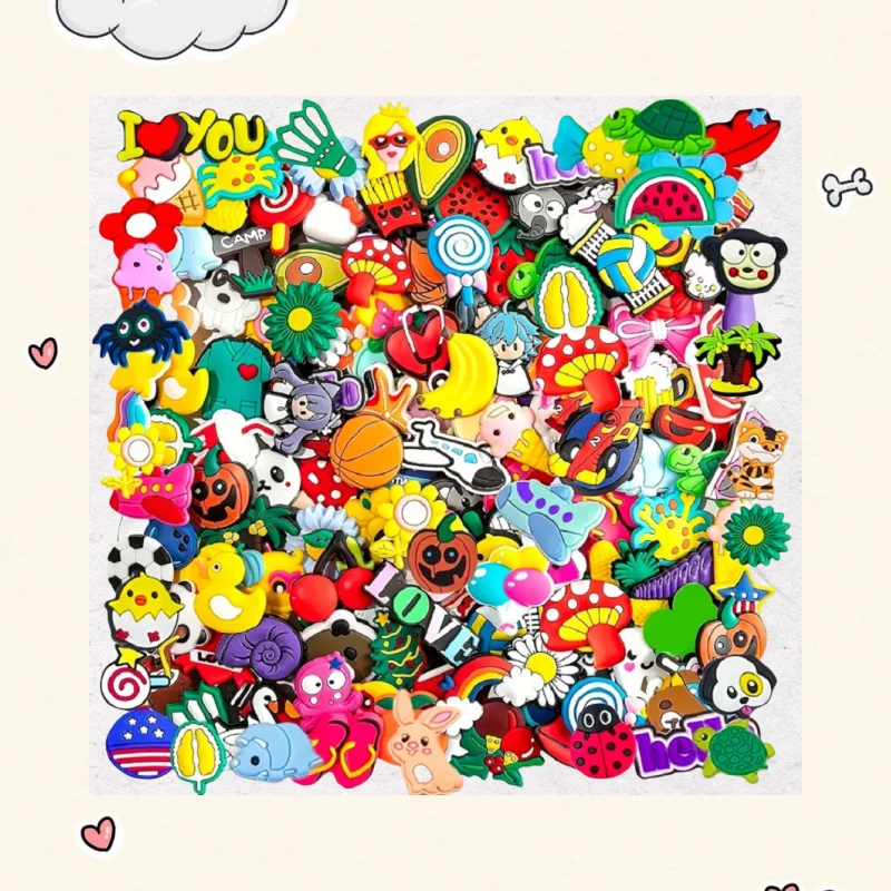 

9/20/40/100/200/400Pcs Random Cartoon Shoe Decoration Charms for Clogs Bubble Slides Sandals Bracelet Party Favors Cartoon Shoe