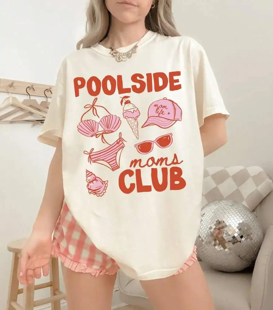 Poolside Moms Club Shirt Summer Mom Shirt Beach Mom Shirt Vacation Mom Tee Cute Mom Club Shirt Mom Top Poolside Outfit Women