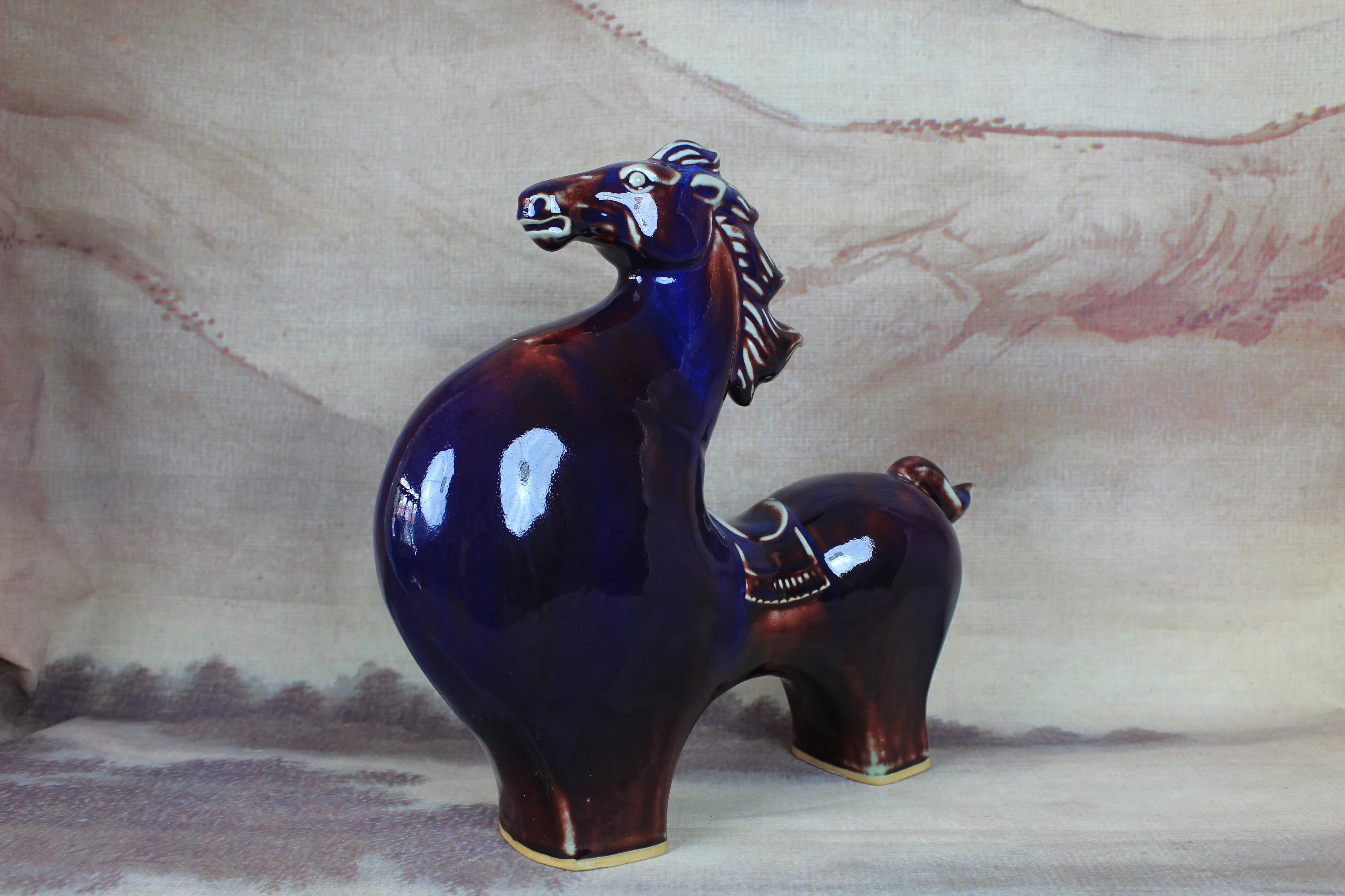 Jun porcelain horse ornaments collection decoration