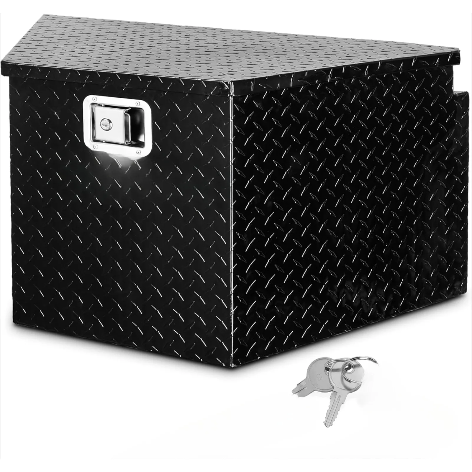 

US 33 Inch Heavy Duty Diamond Plate Aluminum Trailer Tongue Box Pickup Truck Tool Box Storage Organizer with Weather