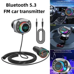 Bluetooth 5.3 FM nadajnik samochodowy 3.5mm AUX Adapter MP3 odtwarzacz PD 30W QC 3.0 szybka ładowarka hi-fi Adapter muzyczny głośnomówią połączenie TF