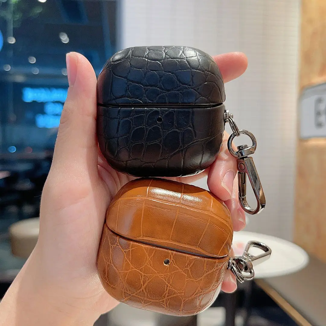 Crocodile Texture Leather Earphone Case For Huawei FreeClip2 Solid PU Leather Protective Cover Headset Shell Earbuds Accessories