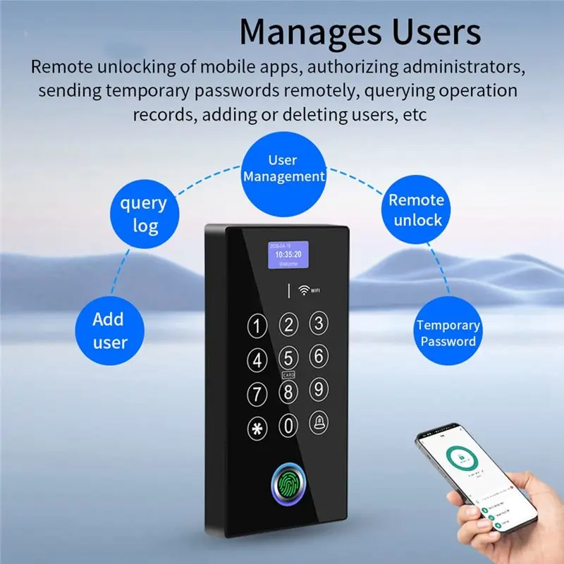 Y22A-Wifi Standalone Fingerprint Access Control Reader Installation Gate Opener Keypad NFC Rfid Waterproof Backlight