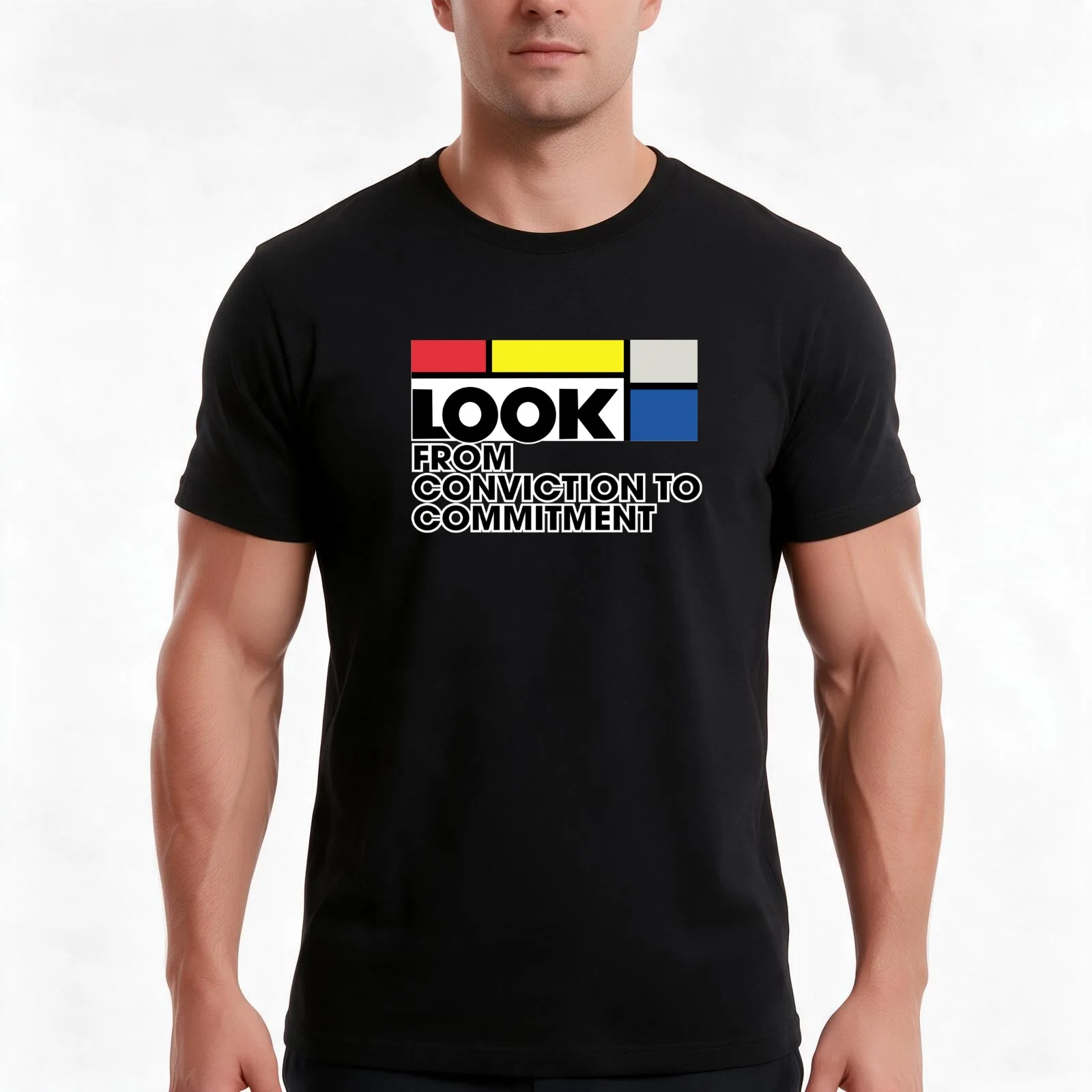 LOOK From Conviction to Commitment T-Shirt, Summer Casual Cotton Tee, Oversized Streetwear Tops, Vintage Graphic Print