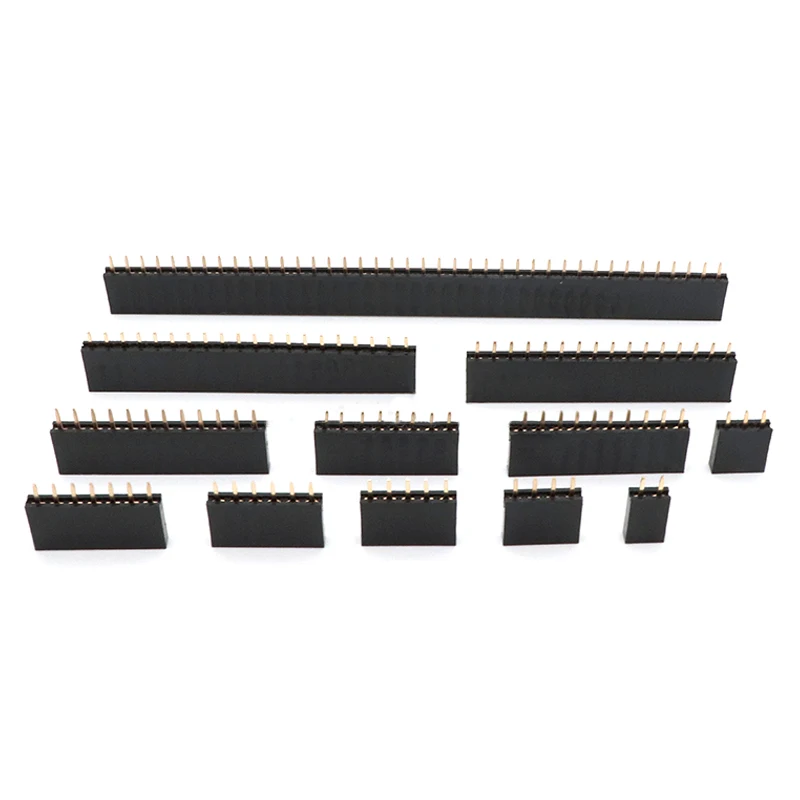 Pitch 2.54mm Pin Stright Female Single Row Pin Header Strip PCB Connector 2/3/4/5/6/7/8/9/10/11/12/13/14/15/16/20/40 Pin