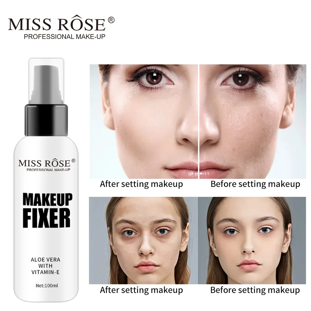 MISS ROSE-Spray fixateur de maquillage multi-tâches, hydratant, reétiquettes, bouteille conviviale rée de gratitude, spray fixateur de maquillage transparent