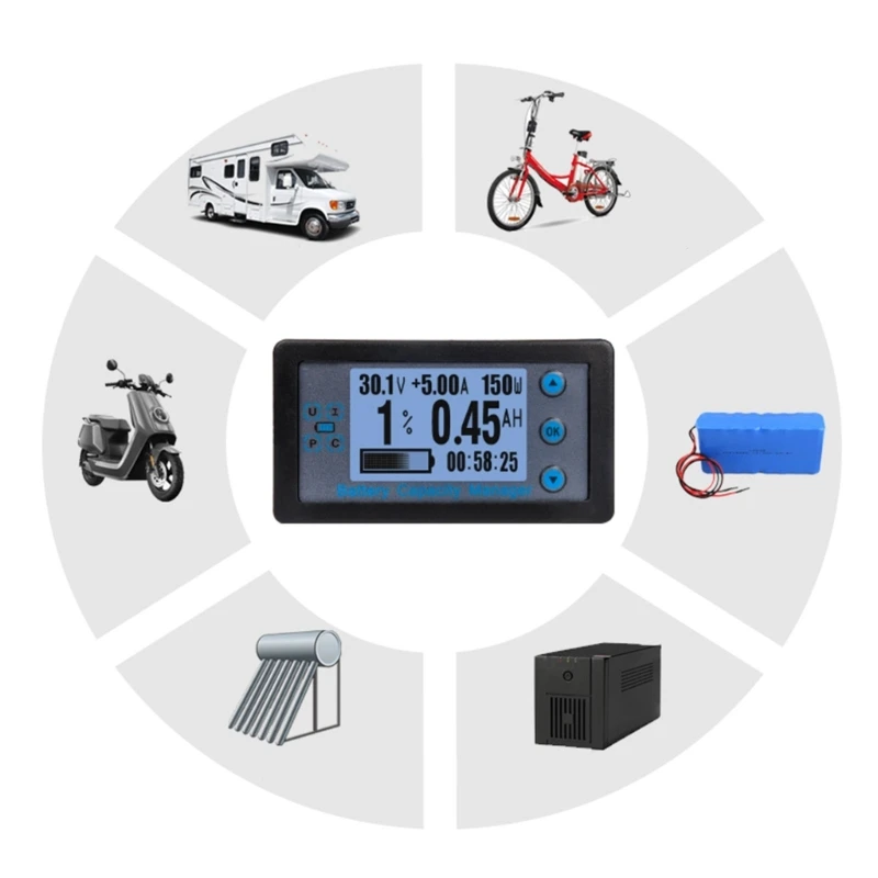 Digital Multimeter 100A/200A/300A/500A 8-120V Battery Tester with Shunt & Cable