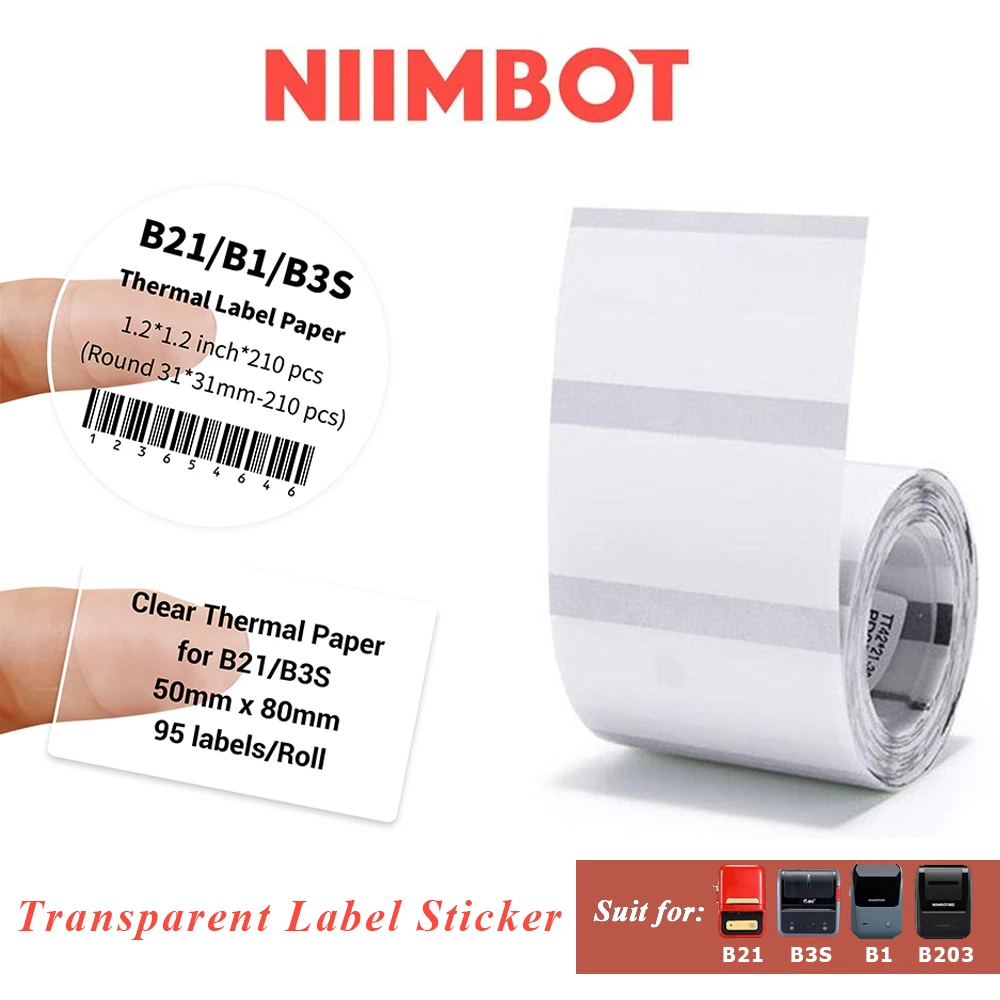 Niimbot Transparent Self-adhesive Label Paper for Jingchen B21 B3S B1 B3 Printer