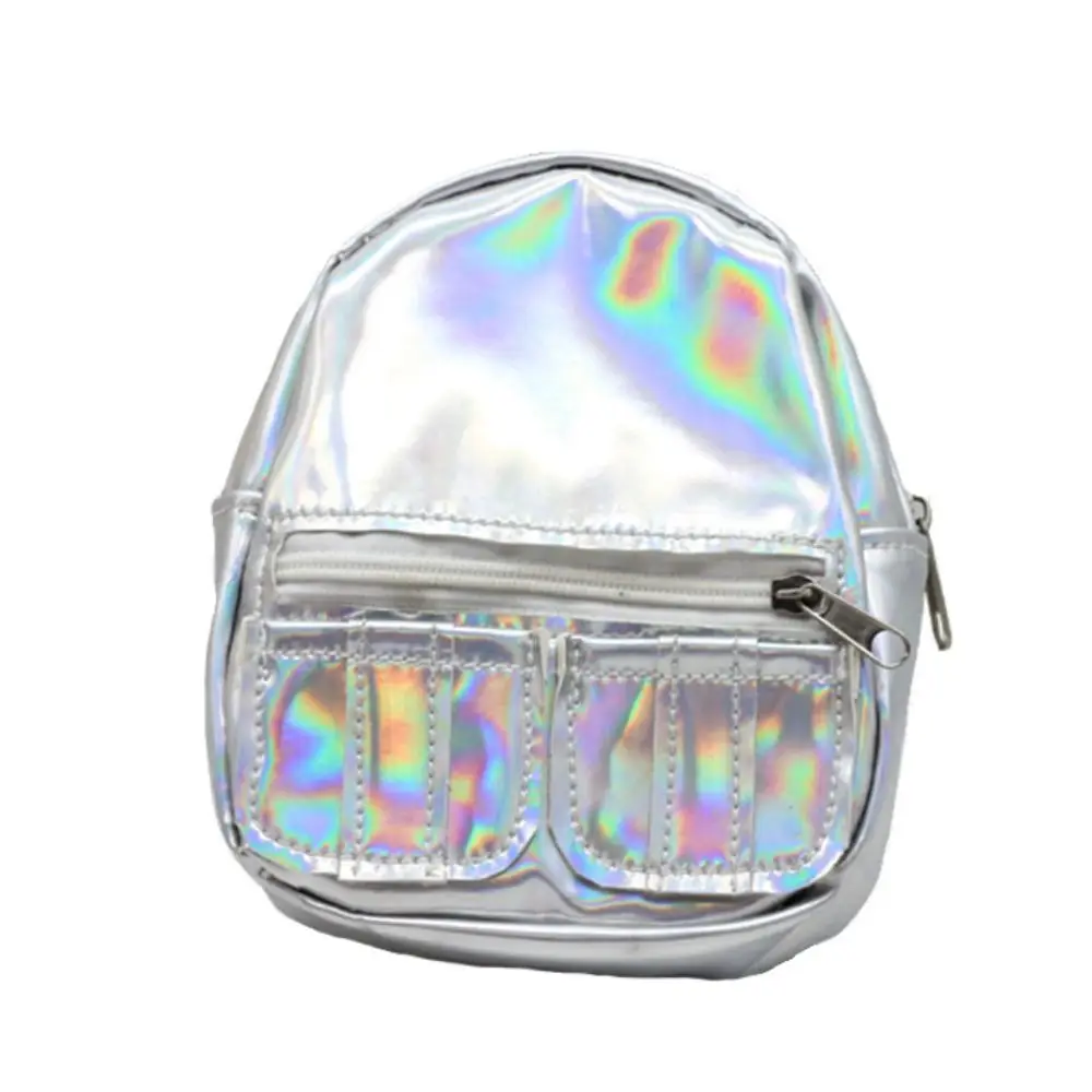 Dollhouse Decor Pink Silver Backpack PU Glitter Girl Schoolbag 18inches Backpack DIY Kawaii Mini Knapsack Gifts