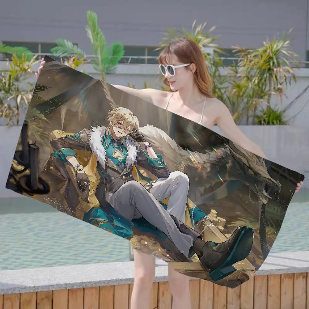 Game Honkai Star Rail aventurine Microfiber Beach Towel Absorbent Quick dry Soft Yoga Swimming Resort Mountain Climbing Towel