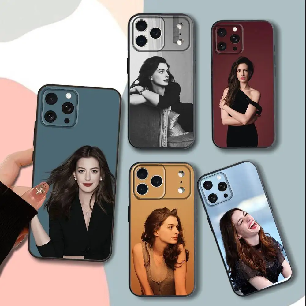 

A-Anne Hathaway A-Actress-ES Phone Case For iPhone 11,15,16,14,13,17,12,Pro,SE4,Plus,E,Max,Air,Mini Black Cover