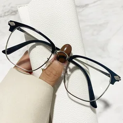 Designer Vintage Square Anti-blue Light Glasses For Women Men Retro Metal Half Frames Office Computer Goggle Eyeglasses