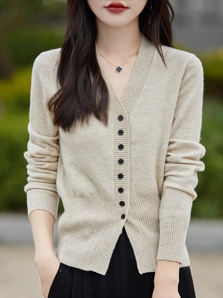 Frühherbst 2024, gestrickte Wollweste für Damen, ort hüftklammernde V-Ne-Strickjacke, erschwingliche Oberteil, mehrlagige Kleidung