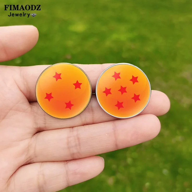 New Seven Stars Ball Lapel Pin Brooches for Fans Men Anime 1-7 Star Photo Glass Cabochon Metal Pins Backpack Accessories Gift