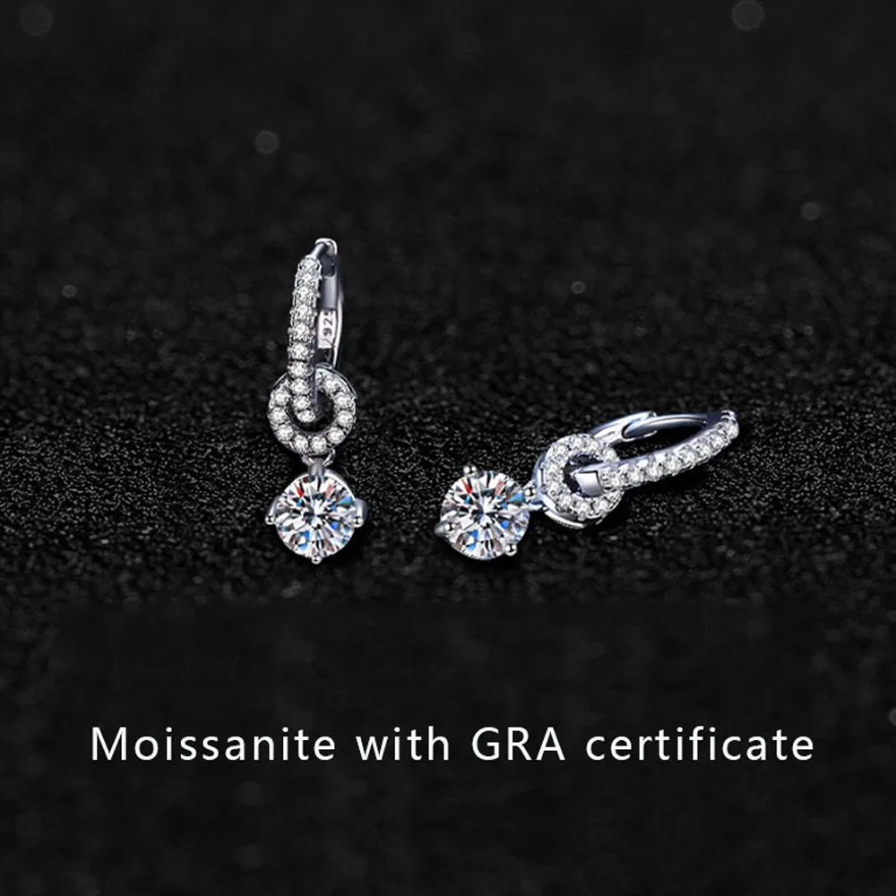 

Luxury Sparkling Moissanite Earrings 925 Sterling Silver Earring for Women Wedding Engagement Fine Jewelry Gift With Gift Box