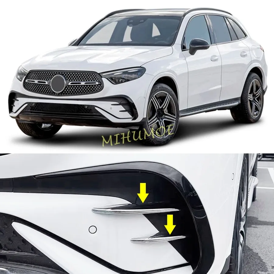 

Для Mercedes-Benz GLC200 GLC300 GLC350e 2023 2024 2025 хромированная декоративная наклейка на переднюю противотуманную фару, автомобильные аксессуары