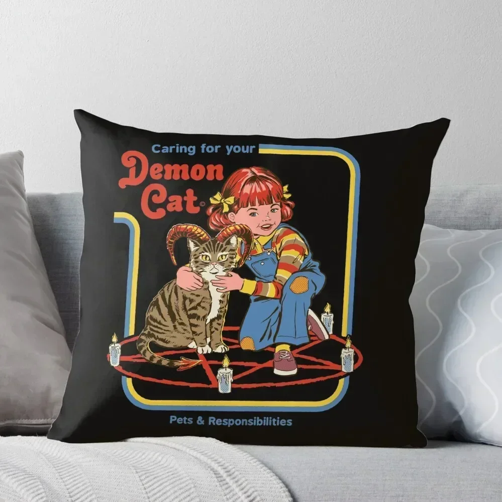 

Caring For Your Demon Cat Throw Pillow luxury sofa pillows Christmas Pillowcase Cusions Cover bed pillows pillow