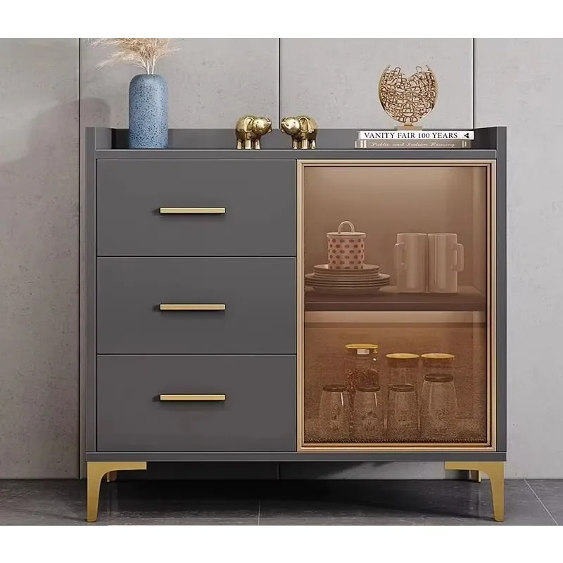 Modern Wood Sideboard for Living Room Kitchen & Dining-Foldable Storage Cabinet Light Luxury High-end Furniture
