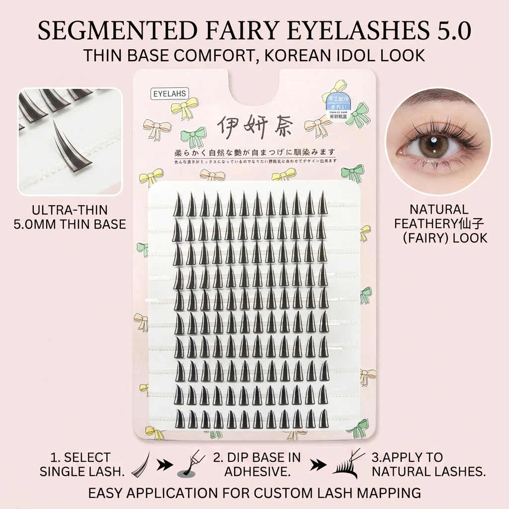 10 Reihen Kpop-Style Natürliche Koreanische Feenwimpern 0,5mm Unsichtbares Band Wimpernverlängerung für Frauen Tägliche Make-up-Tools – Detail 1