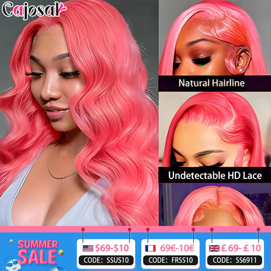 

Pink 250% Body Wave 30 32 Inch 13x4 13x6 Hd Lace Frontal Wig Glue Lace Front Wig For Women Pre Plucked Transparent Colorebrazil