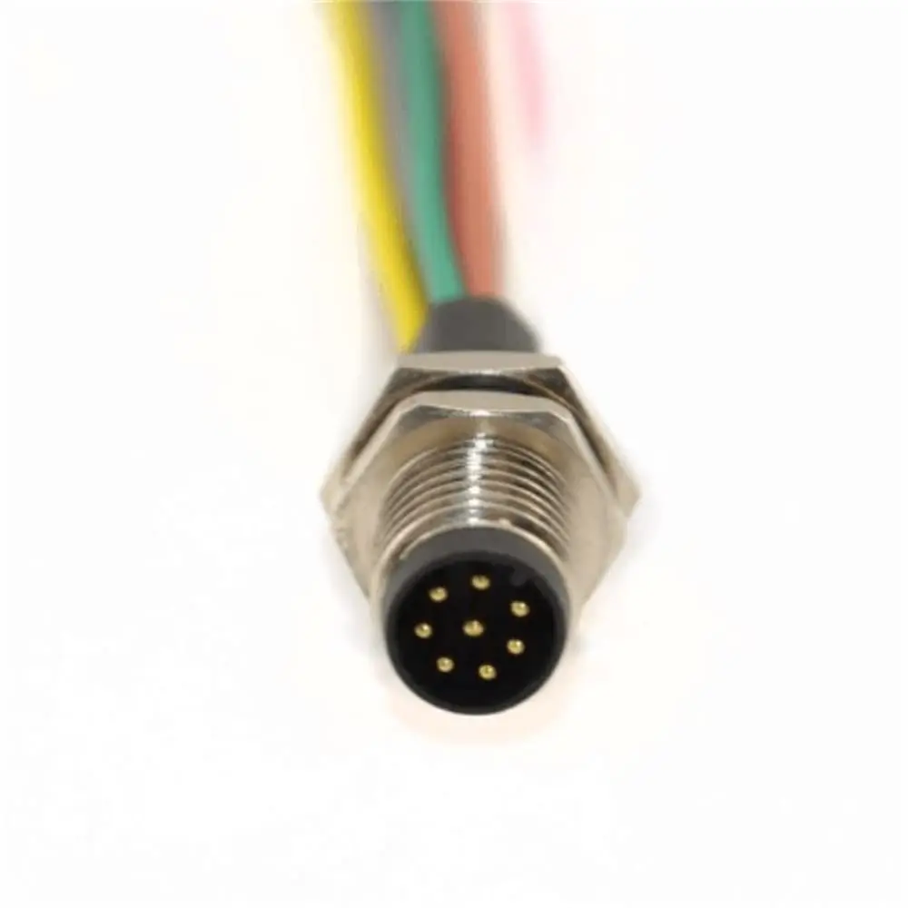 Waterproof M8 8-Pin Male Panel Mount Connector Socket A-Code 26AWG Cable 0.5M Straight Receptacle for Sensor Actuator