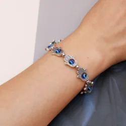 Vintage Hamsa Hand Fatima Evil Eye Bracelets for Women Jewelry Bohemian Natural Stone Beads Charm Bangles Couple Gift