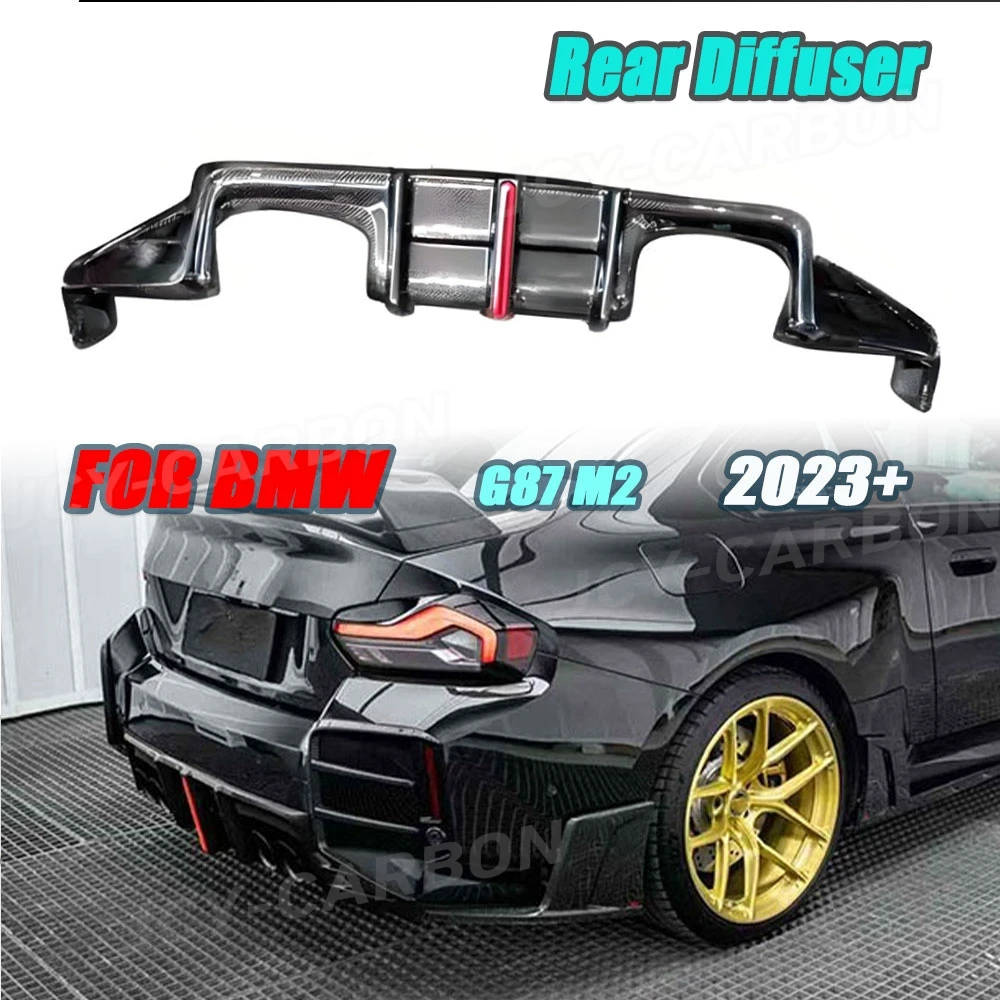 

JCYECF Car Accessories For BMW G87 M2 2023+ Carbon Fiber Car Rear Bumper Lip Diffuser With LED Brake Light Body Kit FPR