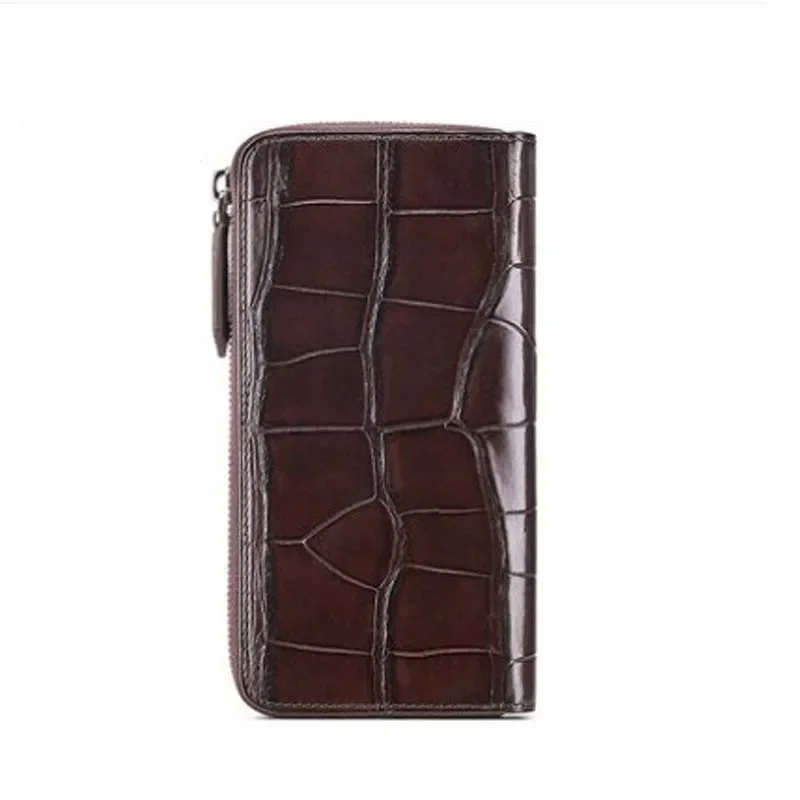 

gete new Crocodile wallet men wallet men's long zipper clutch bag multi-card business wallet