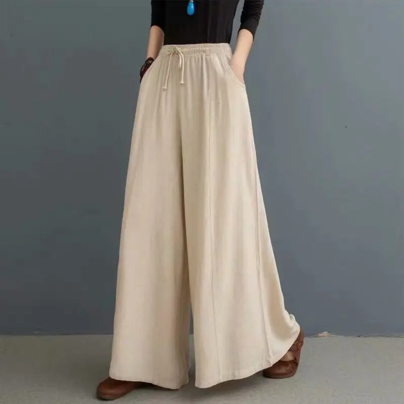 

Fashion Korean style women skirt pants, loose casual wide leg pants,plus size candy color cotton linen Trousers