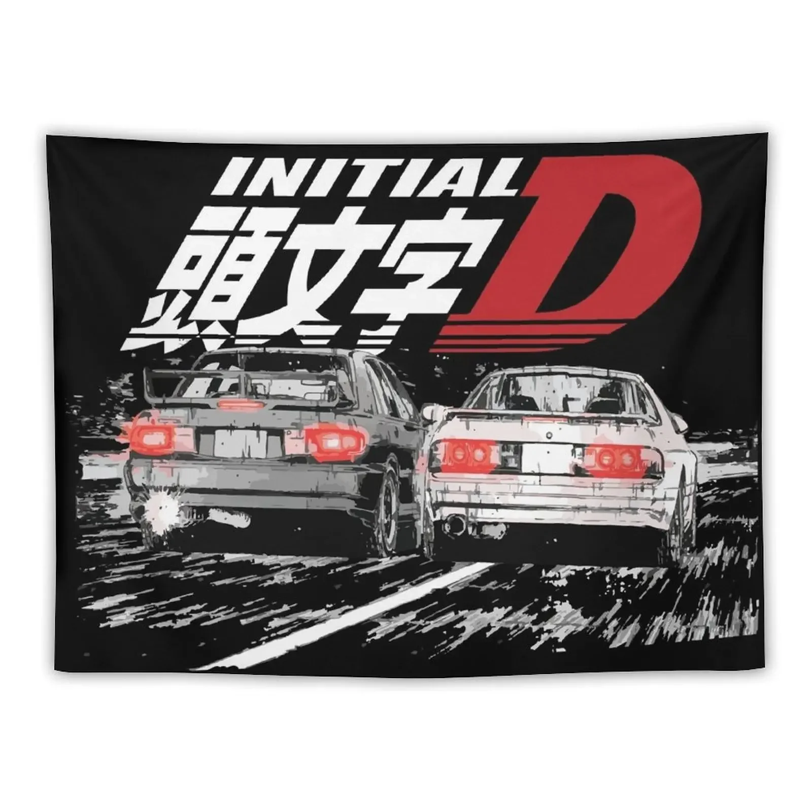 Initial D - Mountain Drift Racing Tandem Takahashi FC vs Kyoichi Sudo EVO eMPIRE Tapestry Kawaii Room Decor Custom Tapestry