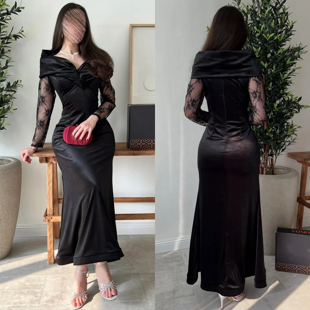 Sukienki midi na zamówienie, seksowne, plisowane, z koronką, o kroju syreny, z odkrytymi ramionami, sukienki na specjalne okazje, wykwintna wysoka jakość.