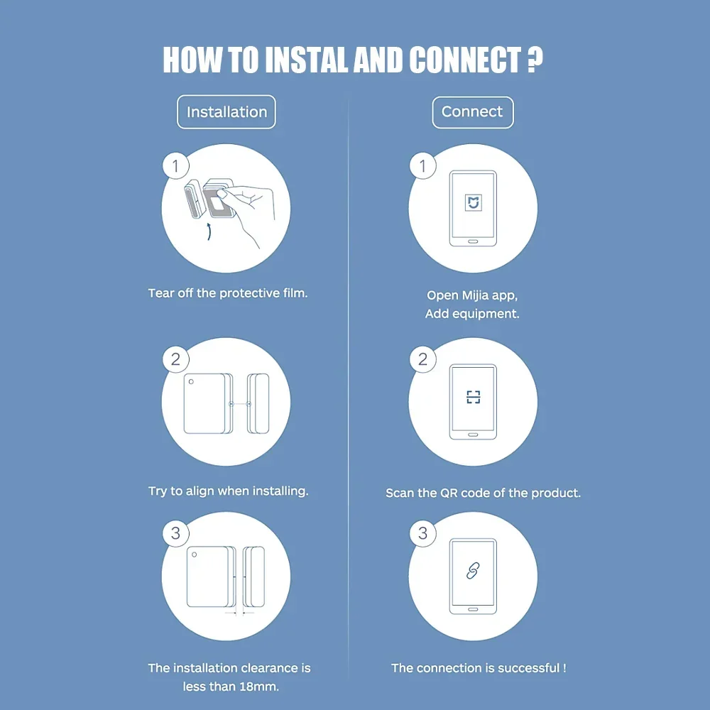 Original Xiaomi Mijia Window Door Sensor 2 Bluetooth 5.1 Set Trigger And Alarm Away From Home Modes Using Mi gateway