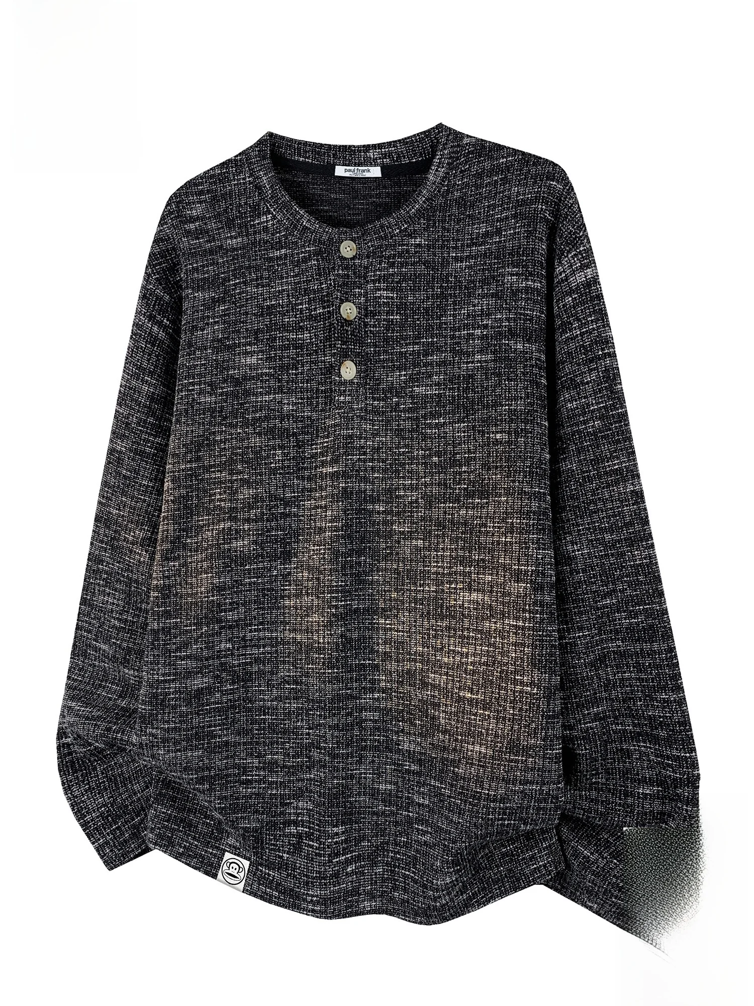 

Мужская зимняя модная футболка с длинным рукавом, свободного кроя, с воротником Хенли, в стиле тай-дай, универсальный размер для молодежи