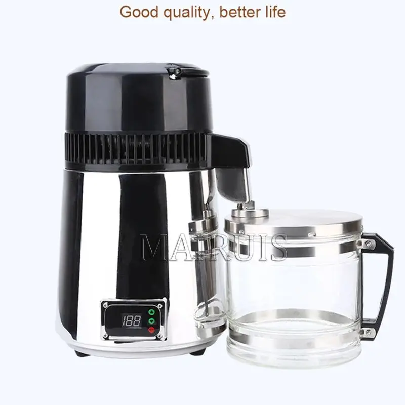 220V 750W 4L Water Distiller Purifier Filter Dispenser Heating Drinking Bottle Softener 304 Stainless Distilled Water Machine