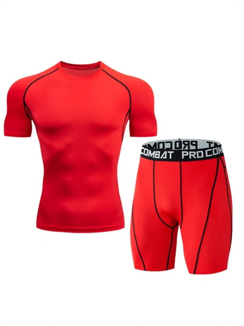 Trendy Suits for men Men's Summer Shorts Set Gym Outfit Student Short Sleeve Tee 2 Piece Set Tracksuits Men Casual Men Clothing