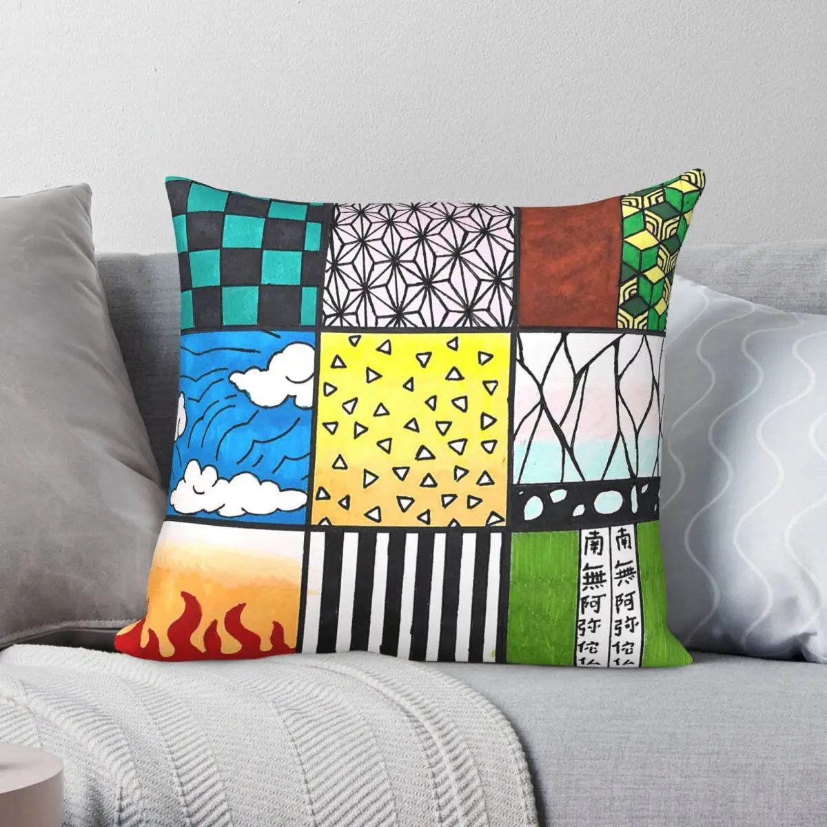 Nezuko Kamado Pillowcase Polyester Linen Velvet Pattern Zip Decorative Pillow Case Sofa Cushion Case 18