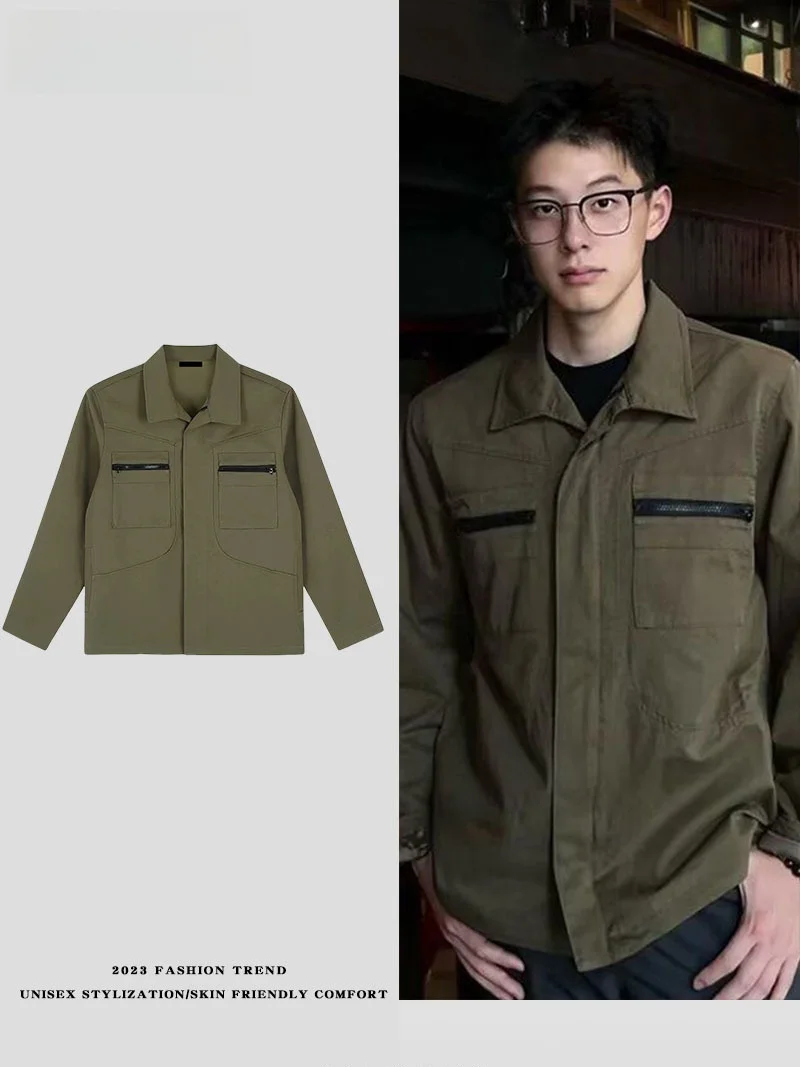 

Винтажная рабочая одежда American Sle Jaet, мужская повседневная складная одежда CleanFit, весенне-осеннее новое пальто для отдыха, верхнее пальто на молнии