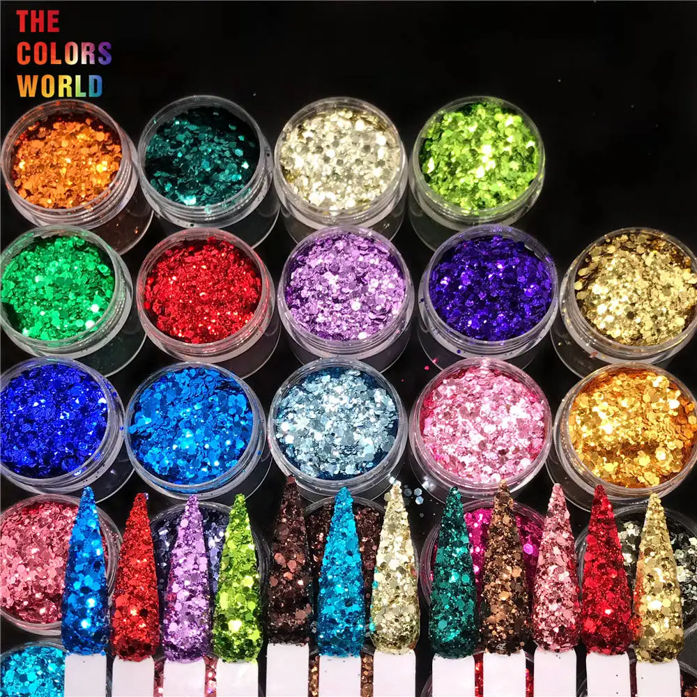 TCT-194 Hexagon Shape Metallic Regular Color Nail Glitter For Nail Art DIY Decoration Body Art Makeup FacePainting Manual DIY