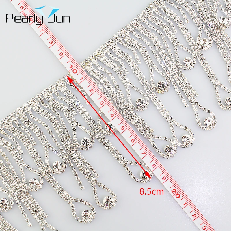 Drop Long Tassel Crystal Rhinestone Fringe Trim Crystal Decoration Chain Belly Dance Clothing Accessories ML075