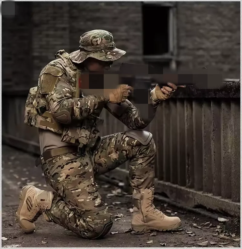 Multicam Tactical Frog Suit Training Uniform Set Waterproof Wear-Resistant Flame Resistant Quick Dry Outdoor Workwear With Belt