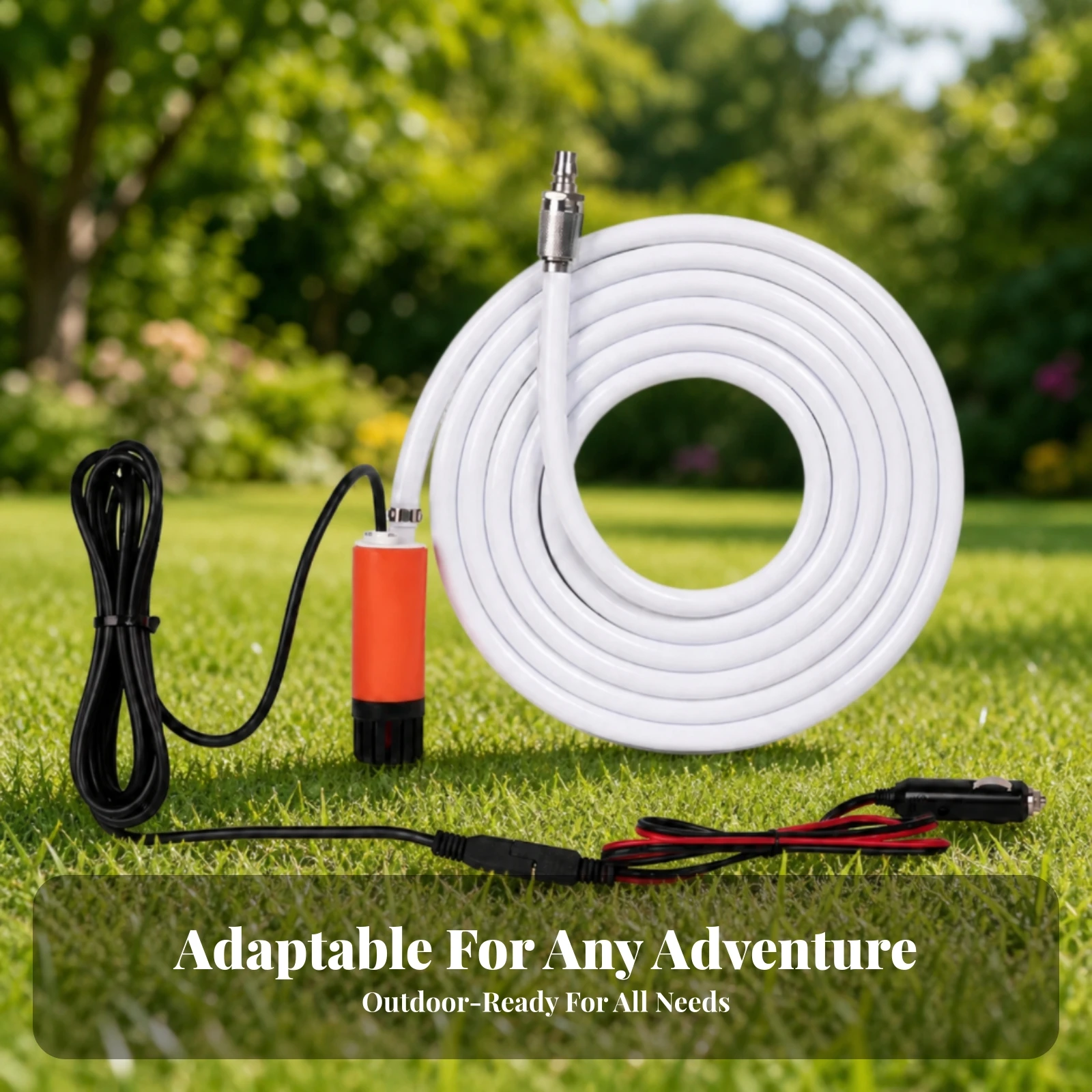 12V Water Transfer Pump Lightweight Portable Water Transfer Device with Hose Powerful Submersible for Campers, Camping