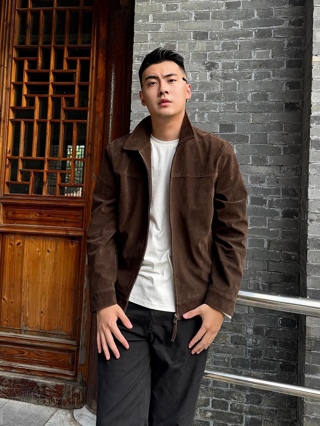 

Мужская винтажная рабочая куртка Cé Brown из замши в американском стиле, с воротником-стойкой, в стиле Детройт, молодежная, приталенного кроя