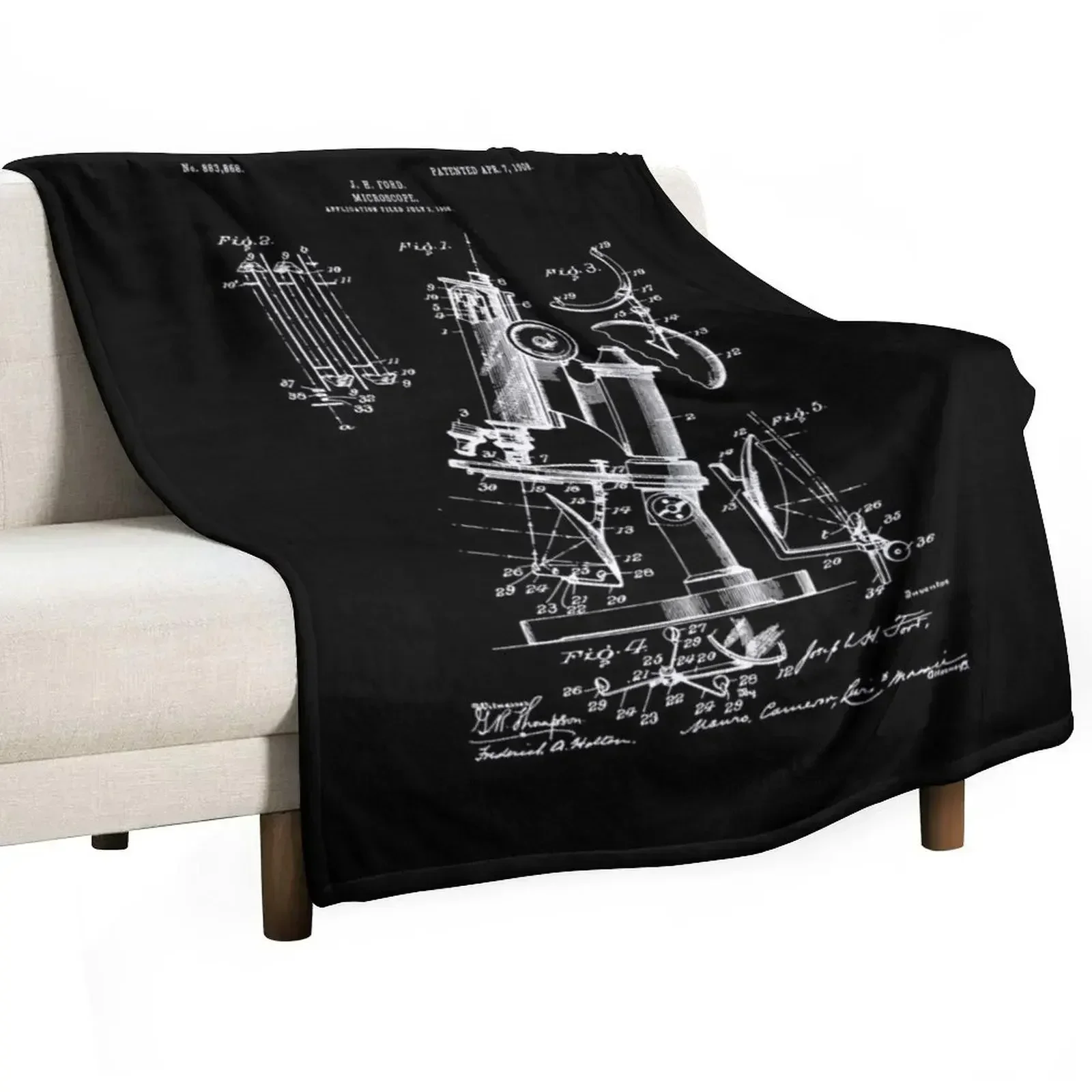 

Microscope Patent / Microscope Art gifts / Microscope Patent Illustration Throw Blanket Vintage Thins Sofa Throw Blankets