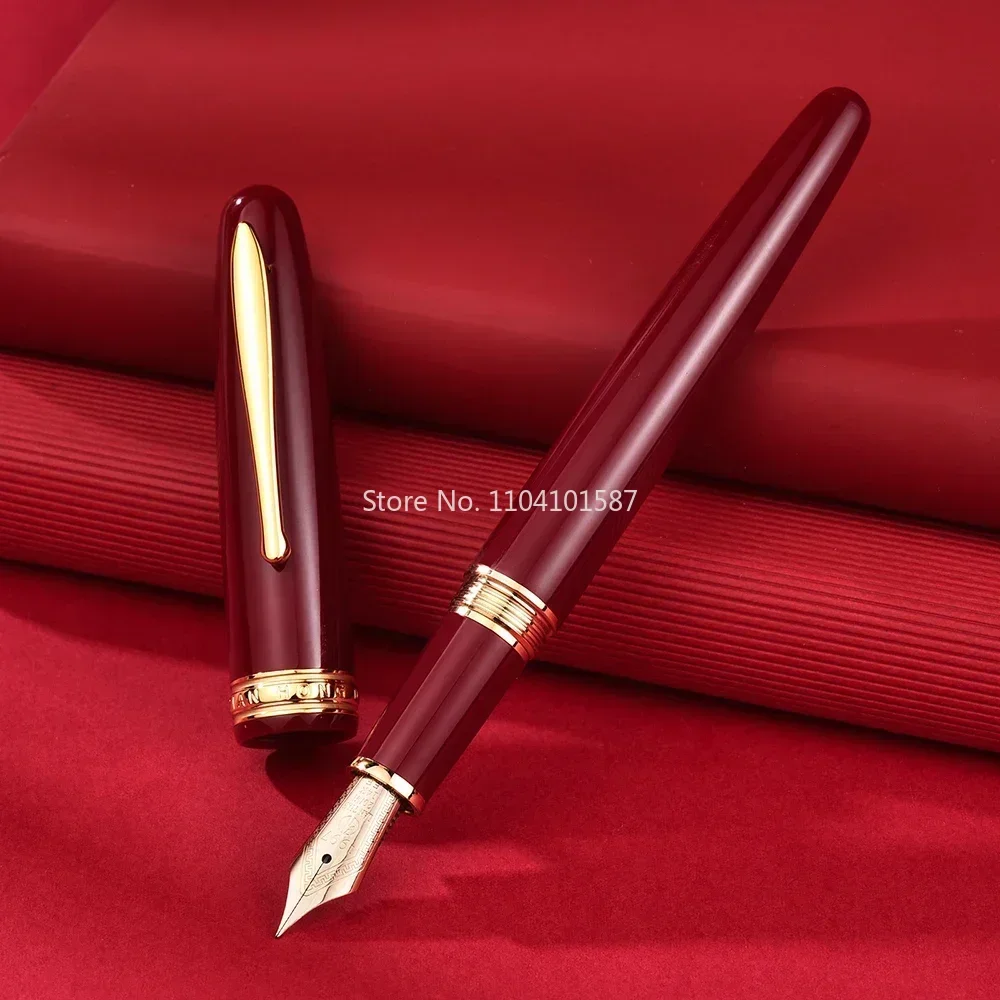 Hongdian 1841 Resin Fountain Pen Iridum EF/F Nib with Converter Red / Black Office Business Business Writing Ink Pen