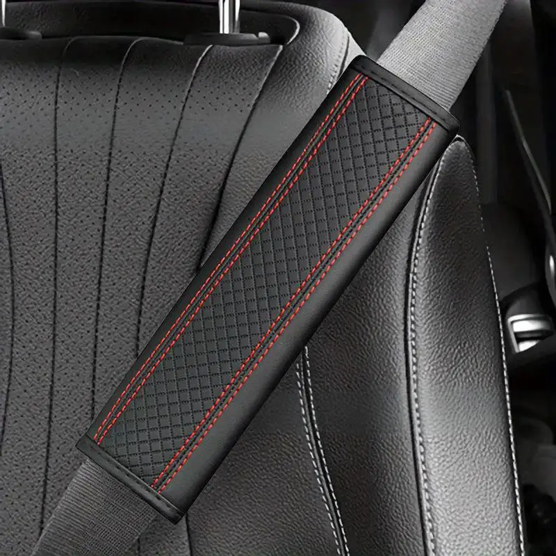 PU Leather Car Seatbelt Shoulder Pad Pressure-Relieving Comfort Seatbelt Protective Cover Stylish Embossed Car Accessories